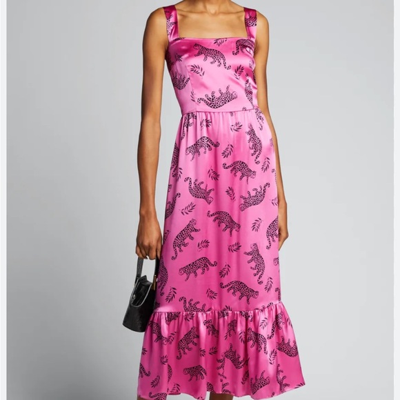 hvn Dresses & Skirts - Elegant Pink Animal Print Midi Dress